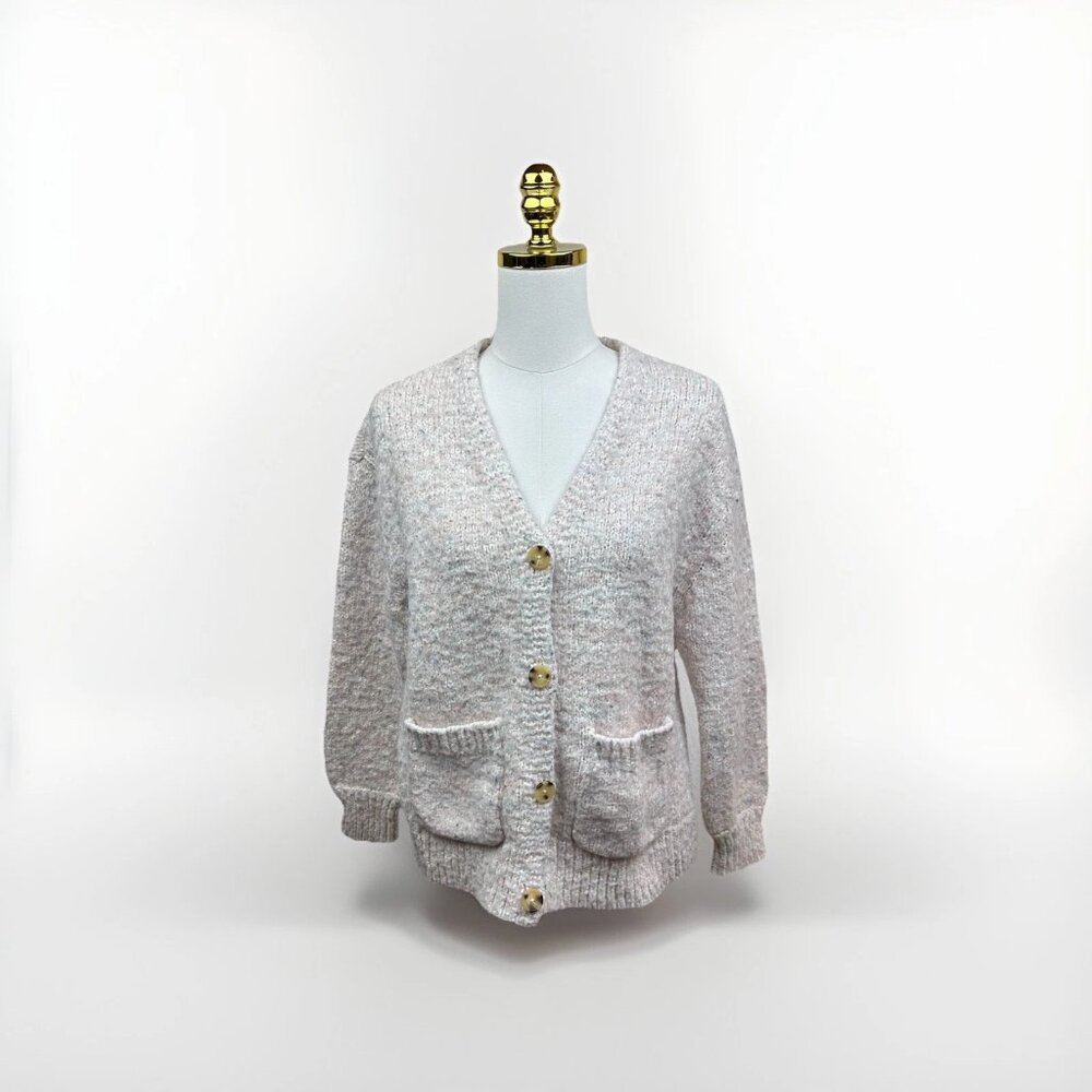 Free People Speckled Knit Cardigan Ivory XS Boho Cable Knit Sweater Worn Once